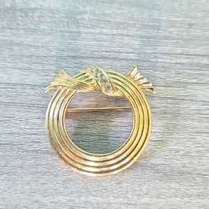 Vintage Avon Circle Brooch with Rinestones, Lapel Pin, Estate Sale Find Jewelry